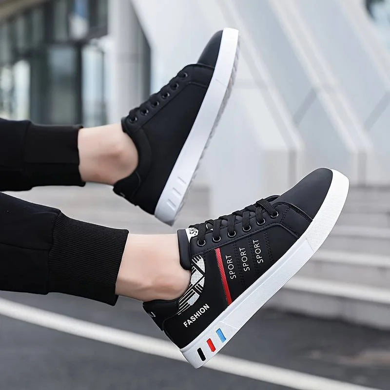 Pánské nízké skateboardové tenisky — prodyšné, šněrovací, s PVC podrážkou