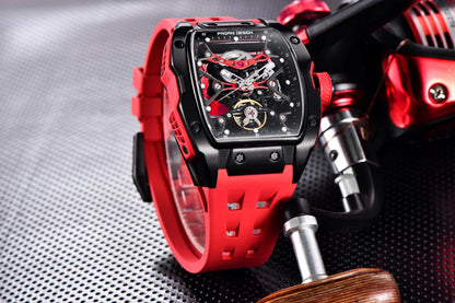 Novo Relógio de Pulso Masculino PAGANI DESIGN PDYS018 Automático Mecânico, Fashion Casual Skeleton, Safira e Aço Inoxidável