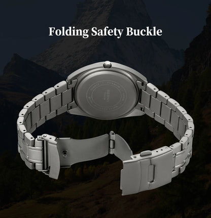 BERNY Full Titanium Men Watch Date Week Quartz Watches Calendar Sapphire Super Luminous 100M Waterproof Lightweight Wristwatch