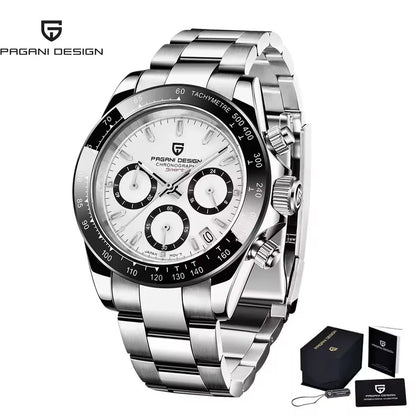 PAGANI DESIGN 40MM V2 Sky Blue Dial Classics Men Quartz Watches Sapphire Retro Chronograph Stainless Steel Waterproof Watch Men