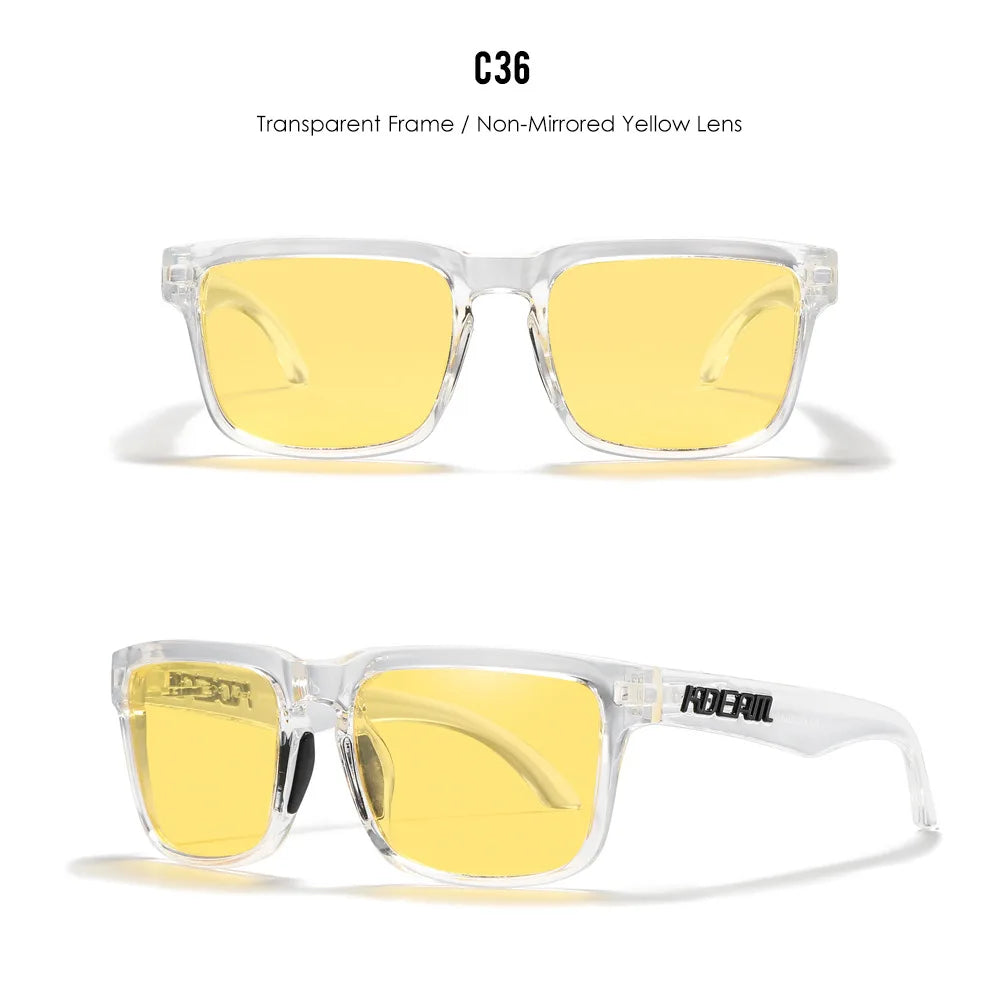 Kdeam 2026 High Quality Polarized Sunglasses for Men Transparent Gray Frame Fashion Unisex Outdoor Luxury Eyeglasses For Couple
