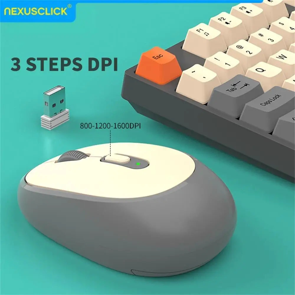 Set inalámbrico de teclado y ratón gaming de oficina NexusClick, ahorro de energía inteligente, tamaño completo, 104 teclas, 1600DPI ajustable, USB para portátil y PC