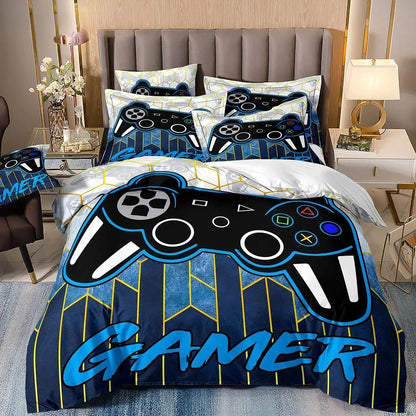 Gamer Bedding Sets for Boy Kid Gaming Duvet Cover Set Queen Video Games Comforter Cover,Playstation Designs Bed Set for Teen Men