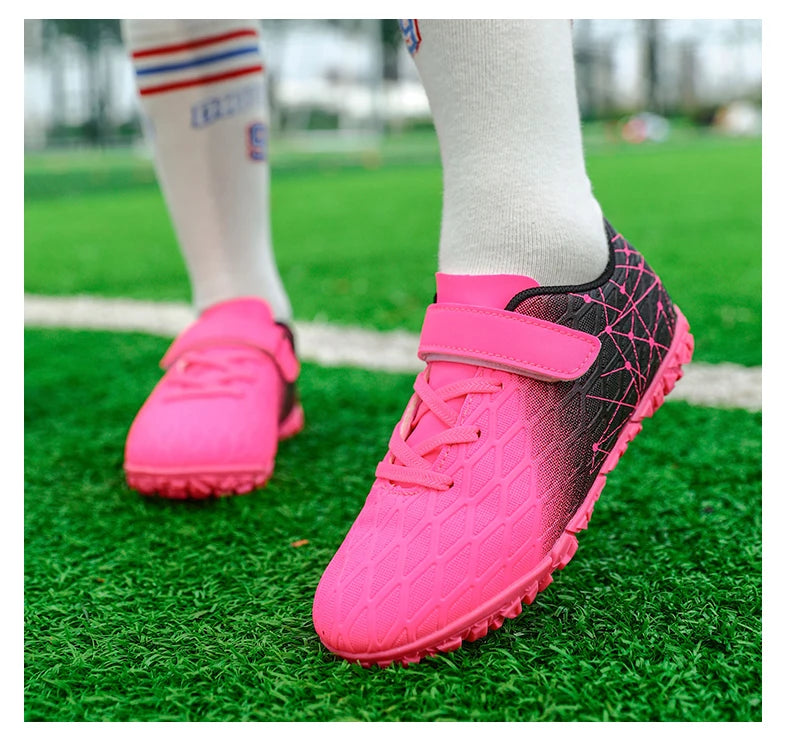 Vyriški futbolo bateliai, mergaičių futbolo bateliai su spygliais, lauko rungtynėms ir treniruotėms skirti sportiniai futbolo bateliai su ilgais spygliais, patogūs, kvėpuojantys, berniukams, neslystantys