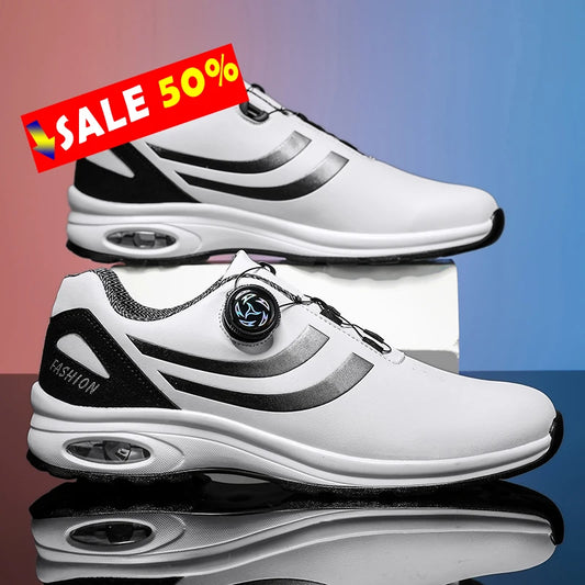 Golf Shoes Air Cushion Men Sports Running Driving Shoes Breathable Lightweight Comfortable Athletic Non-slip Rotating Sneakers