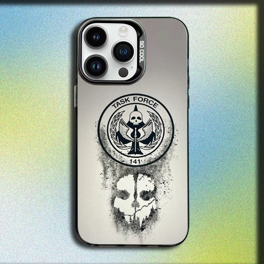 COD Call Of Duty G-Ghost Phone Case For iPhone 16,15,14,13,12,11,Mini,Pro,SE,MAX Gray Matte Silicone Black Cover