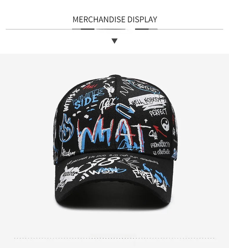 New Fashion Women Men Graffiti Cotton Baseball Cap Unisex Printed Snapback Hat Hip Hop Trendy Outside Cap Hat for Men Women