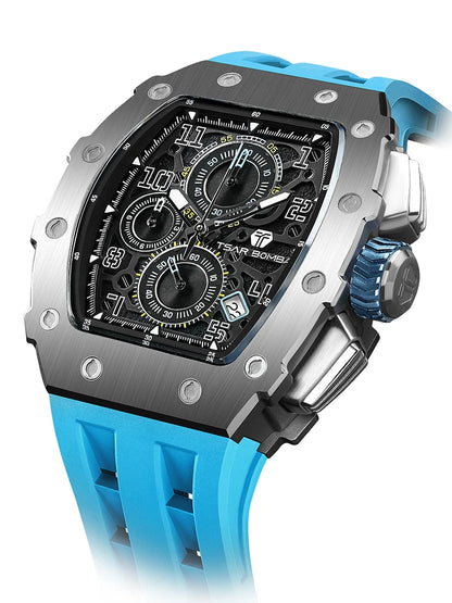 TSAR BOMBA Neue TB8204 Uhr für Herren, Japanisches Quarz-Chronographenwerk, 50M wasserdichte Armbanduhr, modische Sportuhr, luxuriöses Geschenk für Herren