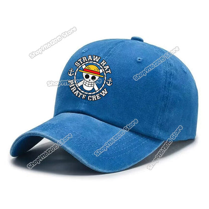 One Piece Men Washed Baseball Cap Unisex Retro Hip-hop Peak Caps Anime Luffy Male Outdoor Trucker Hat Travel Sunscreen Sunhat