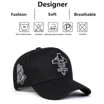 Unisex DIOS POR DELANTE Cross Embroidery Baseball Caps Spring Autumn Outdoor Adjustable Casual Hats Sunscreen Hat Sports Cap