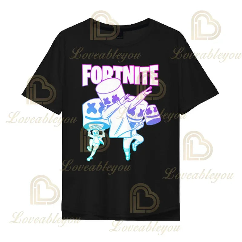 T-shirt Cartoon Fortnite para Rapazes e Raparigas, Battle Royale 3D, 3 a 14 Anos, Victory Royale, Top de Jogo para Criança e Roupa Teen