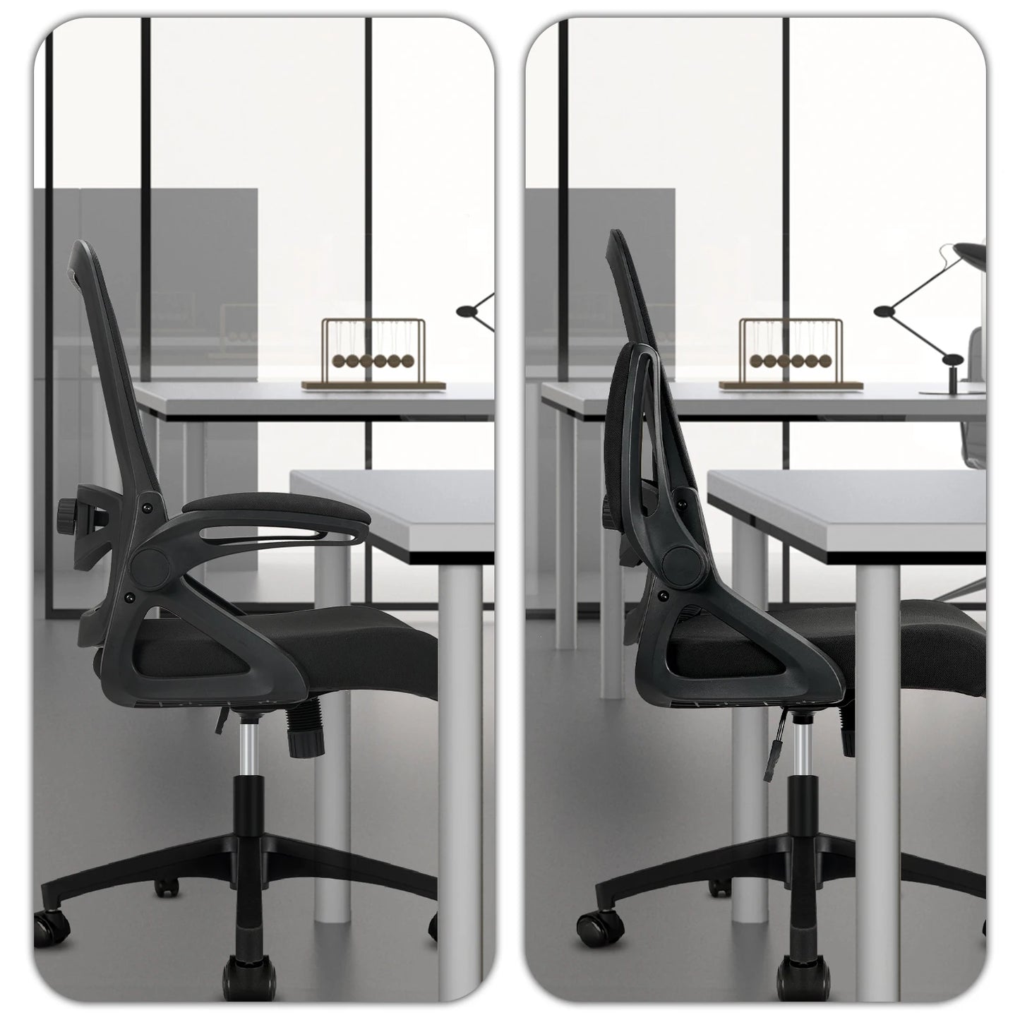 Milacyee Office Chair Ergonomic Desk Chair with 90° Flip-up Armrest Lumbar Support, Height Adjustable Chair.