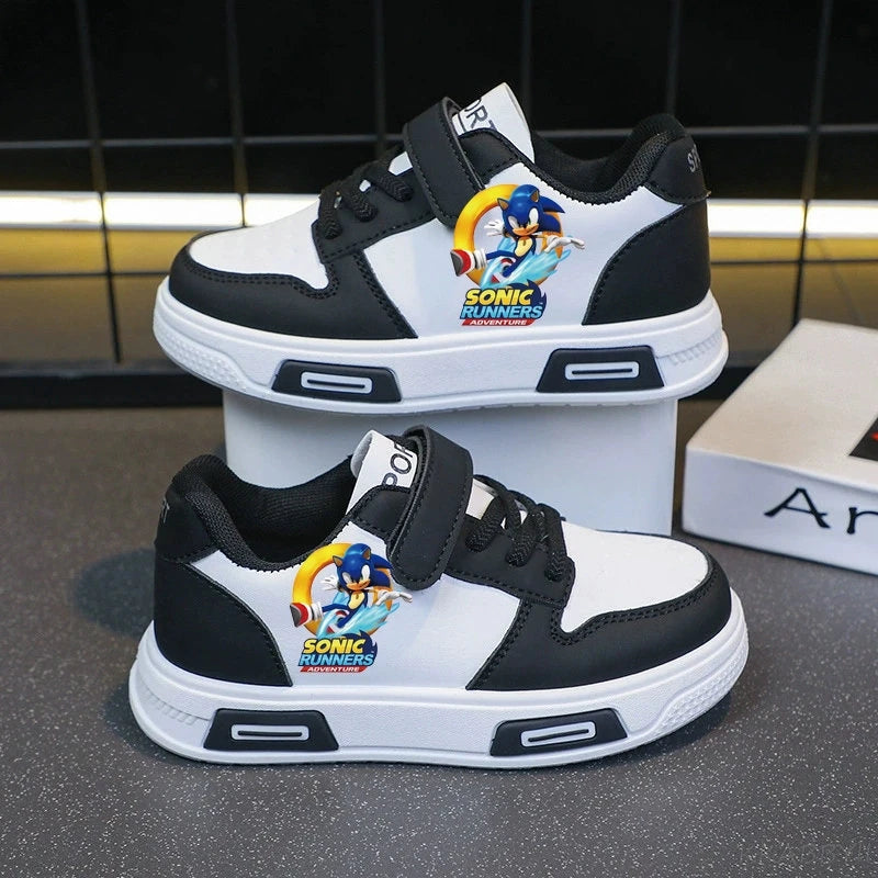 Sonic Fashion Sport Shoes PU Leather Sneakers Soft-soled Student Sneakers Tennis Shoes
