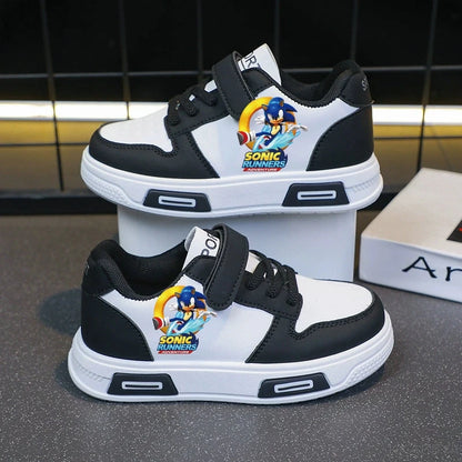 Sonic Fashion Sport Shoes PU Leather Sneakers Soft-soled Student Sneakers Tennis Shoes