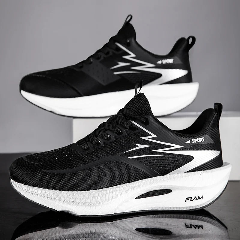 Scarpe sportive da running Marathon da uomo, con piastra in carbonio, cuscino d’aria, traspiranti e leggere, sneakers atletiche da donna comode e antiscivolo
