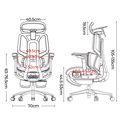 Smart Ergonomic Office Chair Fully Automated Lumbar Tracking 4D Headrest 720° Adjustable Armrests Mesh Swivel Chair Stylish