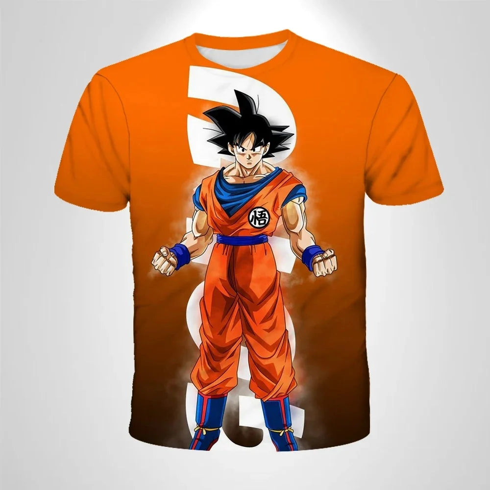 2026 Children's Breathable Short-sleeved Japanese Anime Dragon Ball Z Goku Goku Saiyan Men's Short-sleeved T-shirt,Sports Top