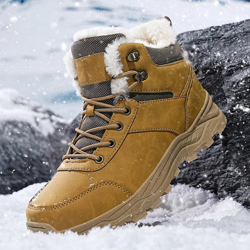 Herrenstiefel Neue Winterschuhe Warme Herrenschuhe Wasserdicht Rutschfest Plüsch-Sneaker Herren-Tennisschuhe Stiefel Herren-Sneaker Winter