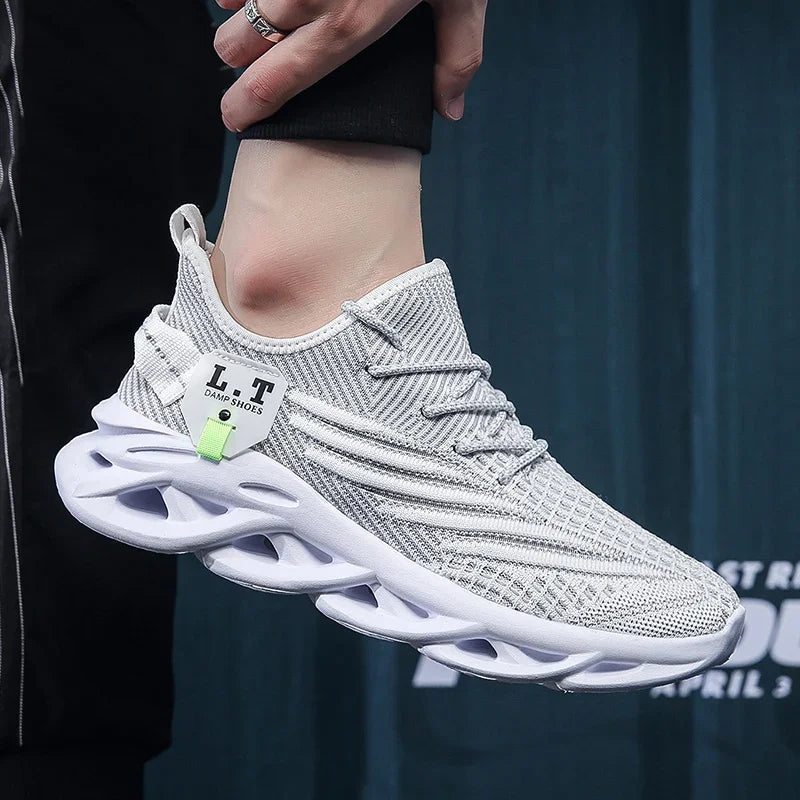 YRZL Men Sports Running Black Jogging Shoes Casual Sneakers Outdoor Breathable Mesh Women Light Shock-Absorption Black Tennis