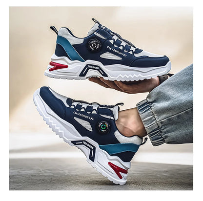 Moški korejski modni športni čevlji s vrtljivo sponko za vsak dan, za vse letne čase, z mehko podplatjo, protizdrsni čevlji za tek na prostem, študentski superge