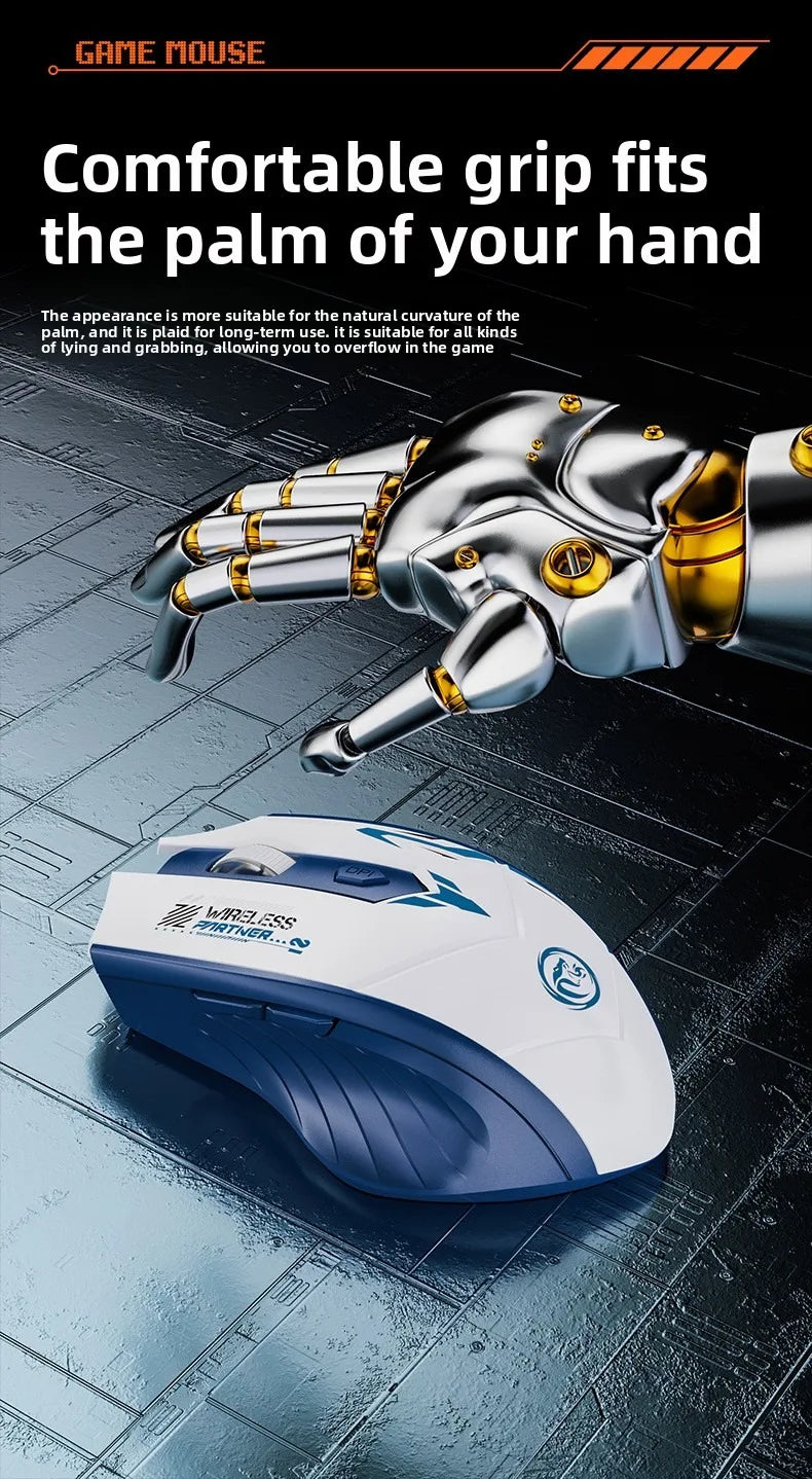 Mouse gaming wireless 2.4G USB silenzioso Dual Mode Bluetooth ricaricabile 1600DPI per PC e laptop