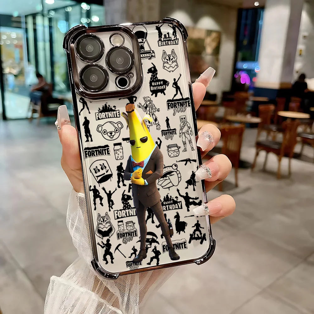 Hot Game F-Fortnites Plating Phone Case for Samsung A37 A57 A07 A36 A16 A06 A35 A55 A25 A26 A05s A15 A54 A34 A24 A14 A05 4G 5G