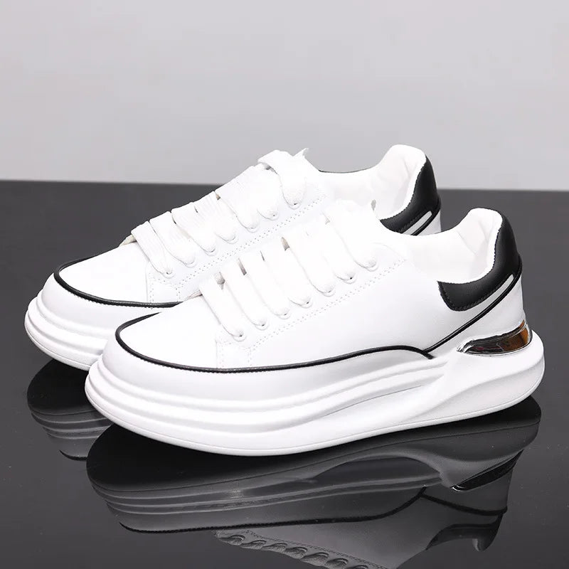 Zapatos blancos pequeños para pareja, zapatos de hombre, zapatillas deportivas de mujer, zapatillas de hombre, zapatillas deportivas informales con aumento de altura en el interior