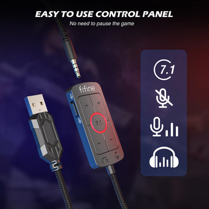 FIFINE Headset, 3.5 mm jack & USB Headphone with 7.1 Surround Sound/volume control/Mute switch for PC/MAC/PS4/PS5 Mixer-H9