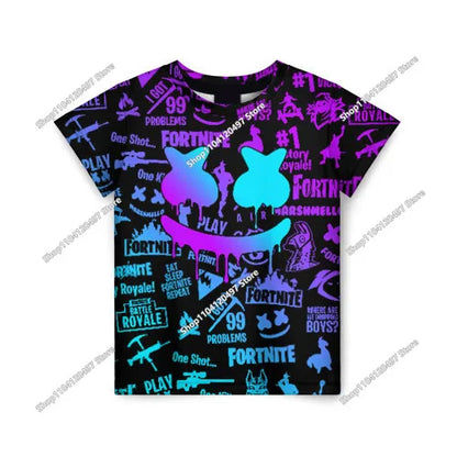 T-shirt Fortnite 2026 para rapaz, verão, anime, gaming, T-shirt para todos, camisola gira, T-shirt básica Battle Gamer, manga curta para homem
