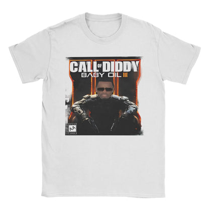 Men T-Shirt Call of Diddy Party Brainrot Sigma Humorous 100% Cotton Tees Short Sleeve  T Shirt O Neck Clothes Classic