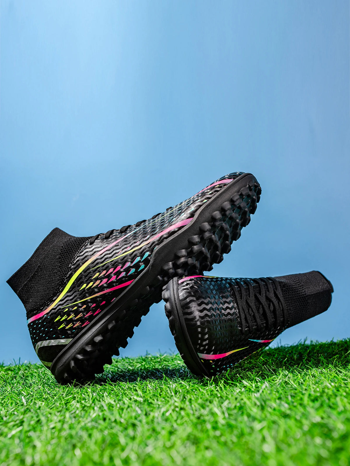 Chaussures de football TF professionnelles pour hommes, femmes et enfants, en PU + tissu respirant, semelle en caoutchouc résistante à l'usure