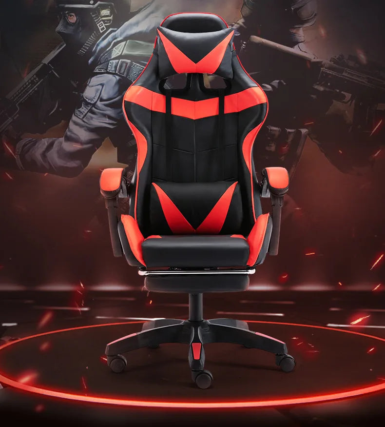 Ergonomic Gaming Chair for Home Office with Footrest, Reclining Computer Chair, Adjustable Swivel Gaming Chair with Lumbar Support for Streamers