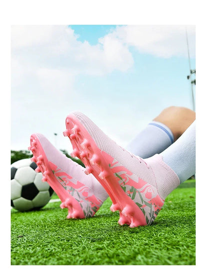 Chaussures de football roses tendance, chaussures de football professionnelles légères pour hommes, chaussures de football antidérapantes, crampons de football originaux, baskets
