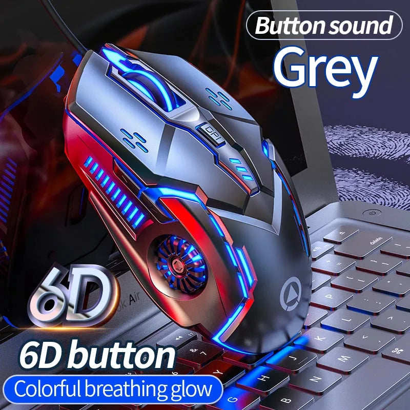 YINDIAO Ergonomic Wired Gaming Mouse RGB Mute Mouse LED Backlit 3200dpi 6 Button G5 USB Mechanical Mouse For PC Laptop Computer