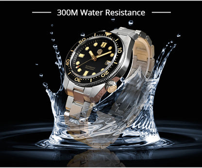 San Martin 44mm Men Diver Watch Vintage MM300 Gilt Dial Sport NH35 Automatic Mechanical Sapphire Waterproof 300M C3 Lume SN0087