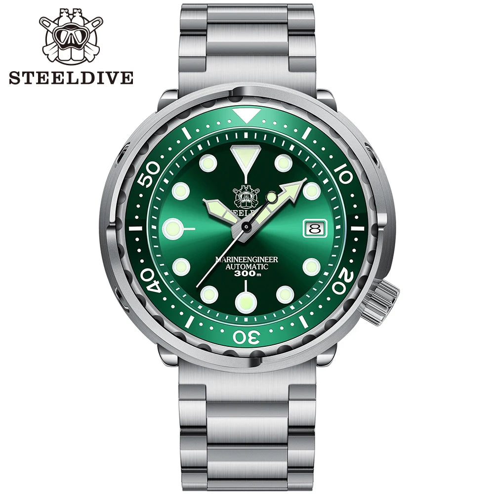 STEELDIVE SD1975 Mens Automatic Watches Men Dive Watch 300m Waterproof Mechanical Wristwatch C3 Luminous Clock Sapphire Mirror