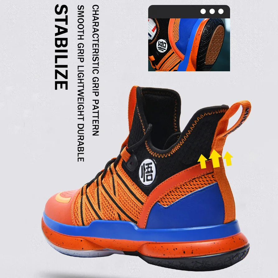 2024 New Dragon B Style Orange Men's Basketball Shoes Size 38-44 Air Cushioning Sport Sneakers Mesh Breathable Training Shoes