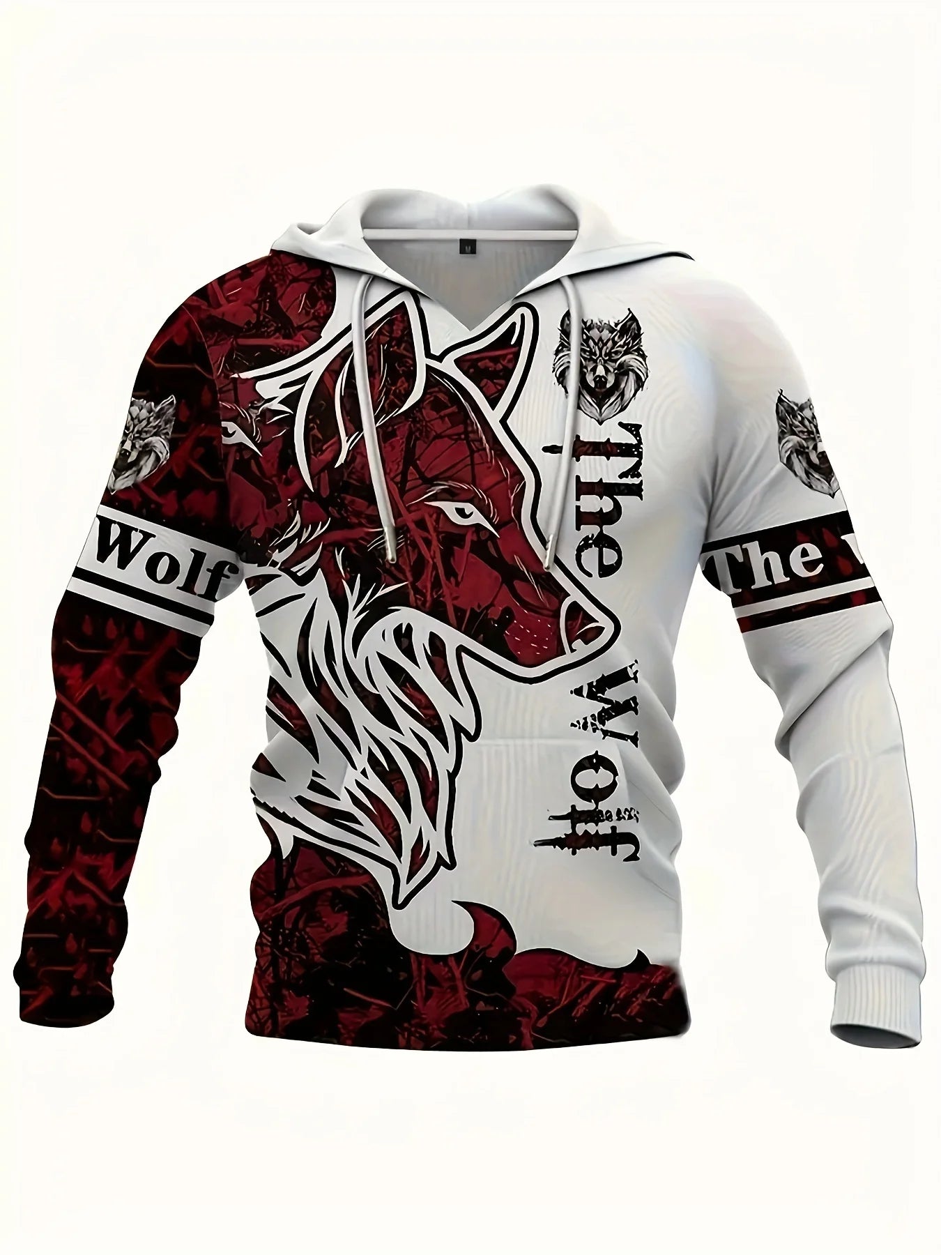 Modischer Herren-Kapuzenpullover für den Herbst mit individuellem Wolf-Print, weich und bequem, Outdoor-Streetstyle-Bekleidung