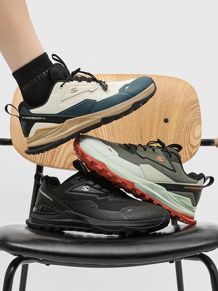 HOBIBEAR Hiking Walking Shoes for Men and Women, Elastic Band, Non-Slip Sneakers, Comfortable Outdoor Travel Running Shoes