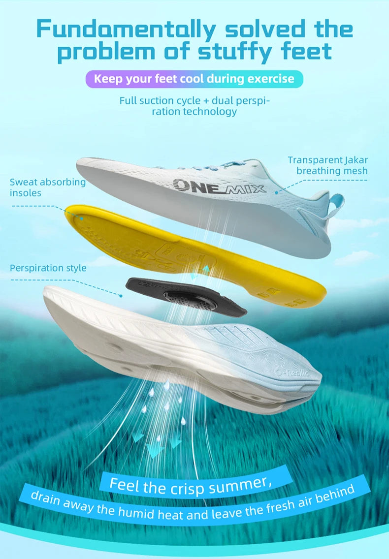 O-Resilio Running Shoes Men Cushion Stability Outdoor Sports Casual Mesh Lace-Up Lightweight Gym Jogging Sneakers