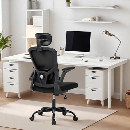 Ergonomic High Back Mesh Office Chair Adjustable 2D Headrest Lumbar Support Rotatable Arms Reclining Swivel Desk Chair for Home