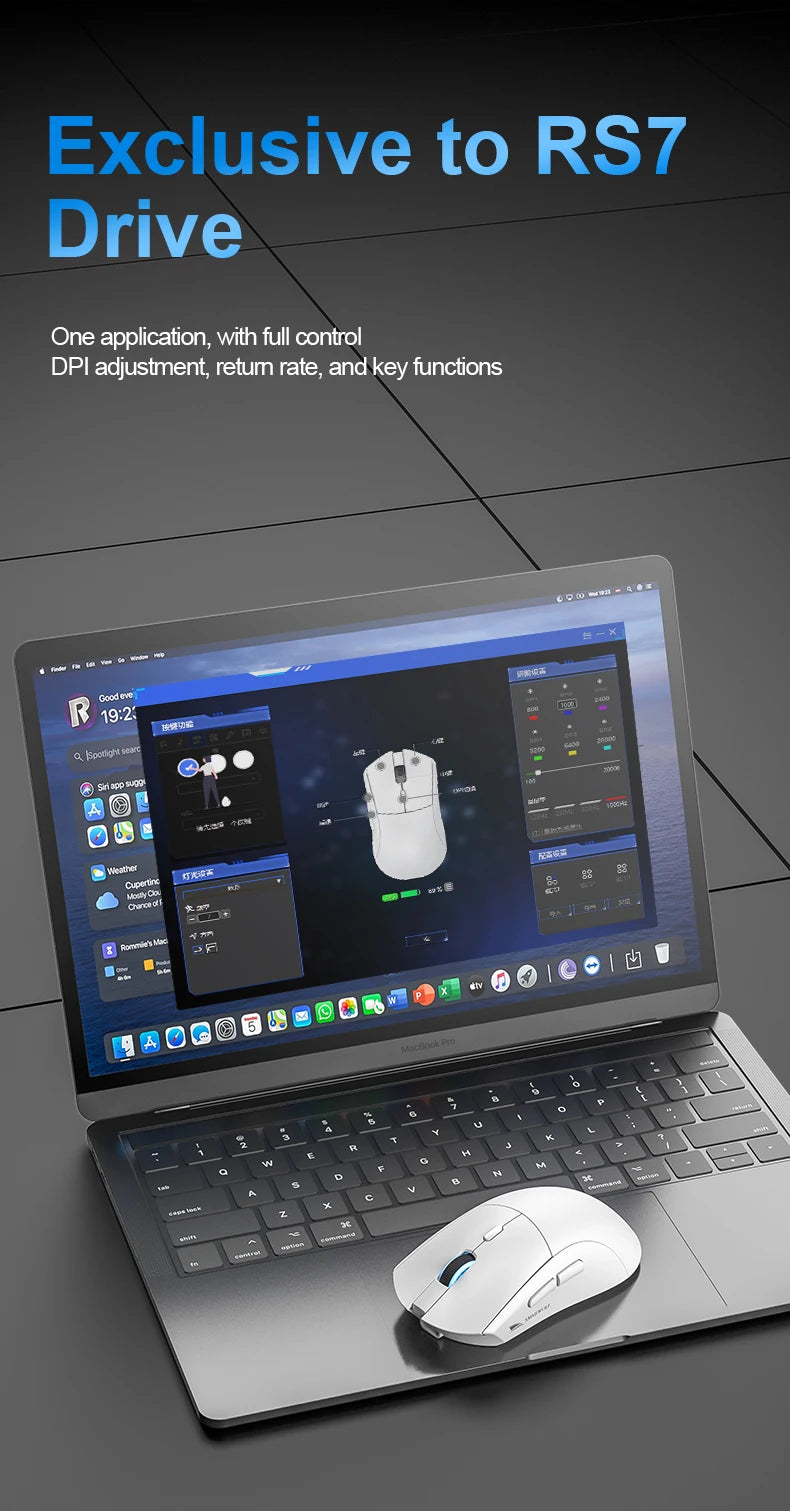 SMAILWOLF RS7 Bluetooth kabellose Gaming-Maus mit drei Modi, PAW3311, Makro-Gaming-Maus für Laptop, Gaming und Büro