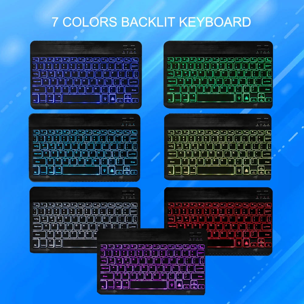 10inch Backlight Bluetooth Keyboard Mouse For IOS Android Windows, Backlit Keyboard For iPad, Wireless Keyboard For Samsung Tablet