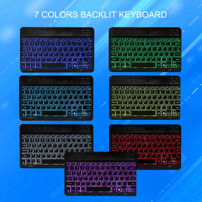 10inch Backlight Bluetooth Keyboard Mouse For IOS Android Windows, Backlit Keyboard For iPad, Wireless Keyboard For Samsung Tablet