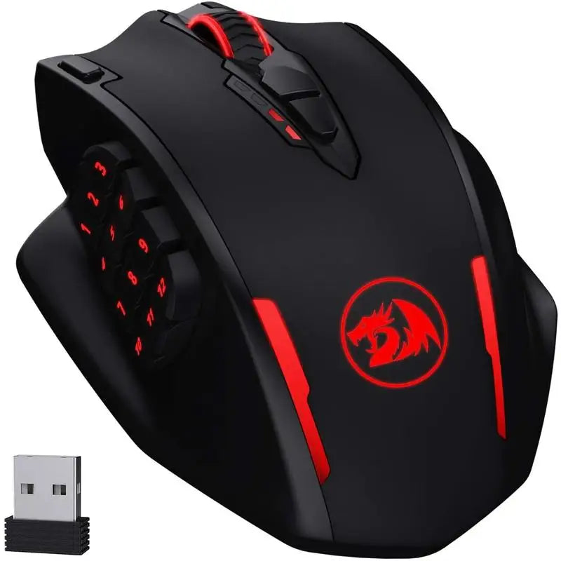 Herní myš Redragon M913, 16000 DPI, kabelová / bezdrátová 2.4Ghz, RGB optická myš pro hráče, 16 programovatelných tlačítek, černo-bílá