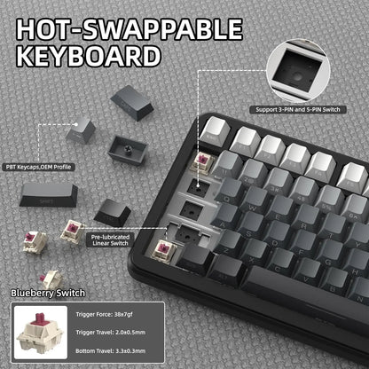 ATTACK SHARK X85 Pro 75% Mechanical Keyboard Wireless RGB Gaming Keyboard with Display Screen, Knob Control, Hot Swappable Gasket Mount, Bluetooth, 2.4GHz & Wired