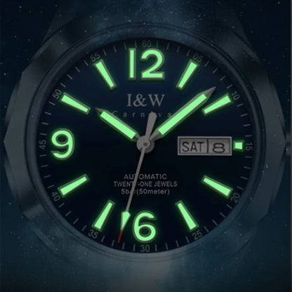 Ceas mecanic de lux pentru bărbați Reloj CARNIVAL din tungsten, mecanism automat MIYOTA 8205, rezistent la apă.