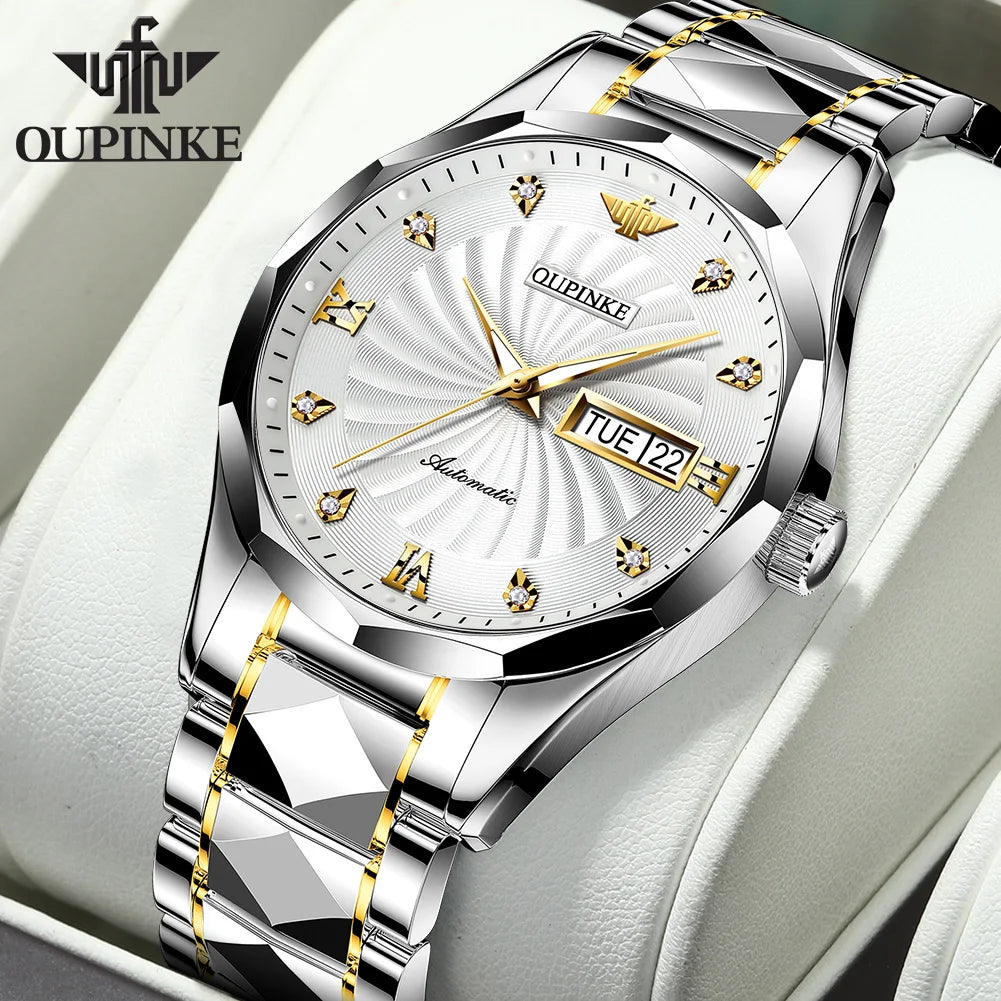 OUPINKE 3169 Japan Movement Men's Watch Classic Luxury Men's Watches Tungsten Steel Strap Man Wristwatch