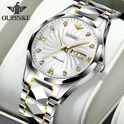 OUPINKE 3169 Japan Movement Men's Watch Classic Luxury Men's Watches Tungsten Steel Strap Man Wristwatch
