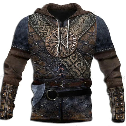 2023 New Autumn Men's Hoodie Wolf Print 3D Sweatshirts Urban Trendy All-Match Oversized Tops Poleron Hooded Clothes Men's Clothing